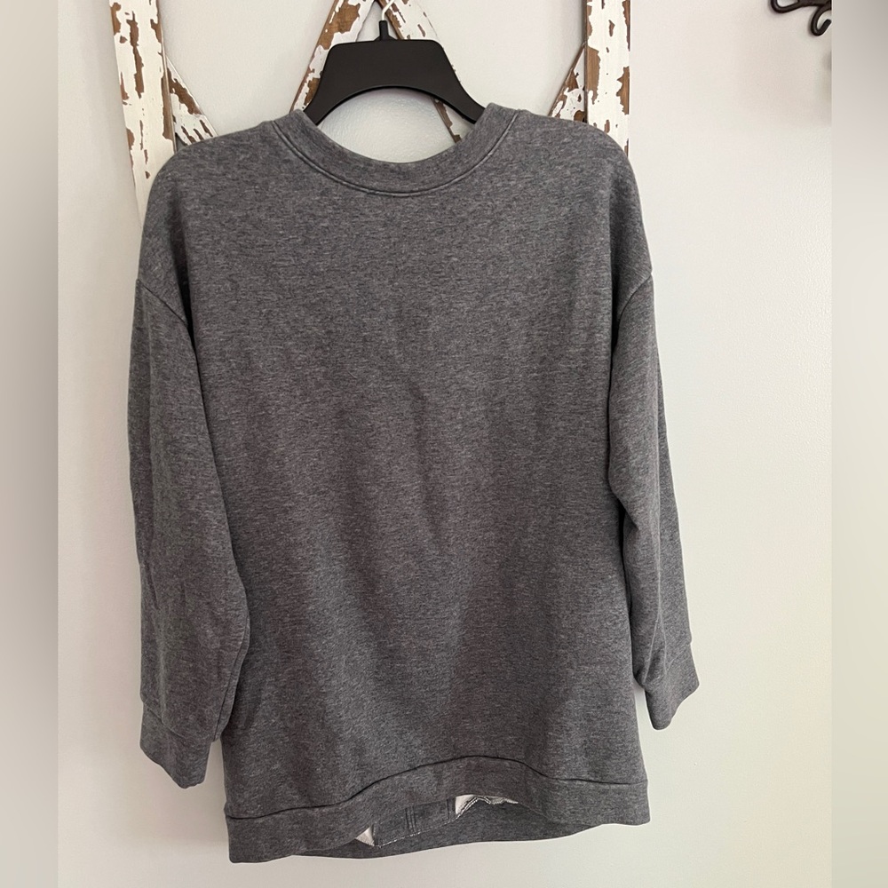 Fabletics Nina Lace Up Back Sweatshirt Gray Size XS Oversized EUC